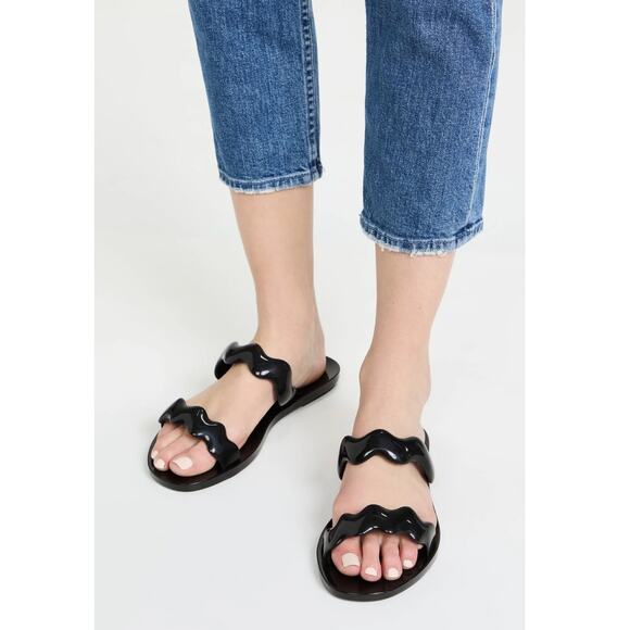 New Melissa Wind Sandals in Black PVC Women's Size 8 - Picture 1 of 8
